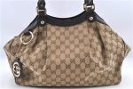 Authentic GUCCI Sukey Hand Tote Bag GG Canvas Leather 211944 Brown 0814C Sale