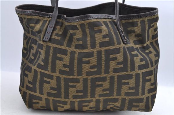 Authentic FENDI Zucca Tote Bag Nylon Leather Brown H9599 Online now