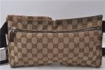 Authentic GUCCI Waist Body Bag GG Canvas Leather 28566 Brown 0005D Online Hot Sale