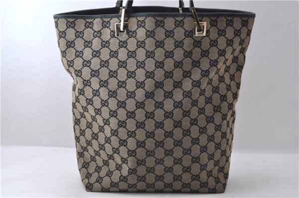 Authentic GUCCI Shoulder Tote Bag GG Canvas Leather 0021098 Beige Black 1470D Discount