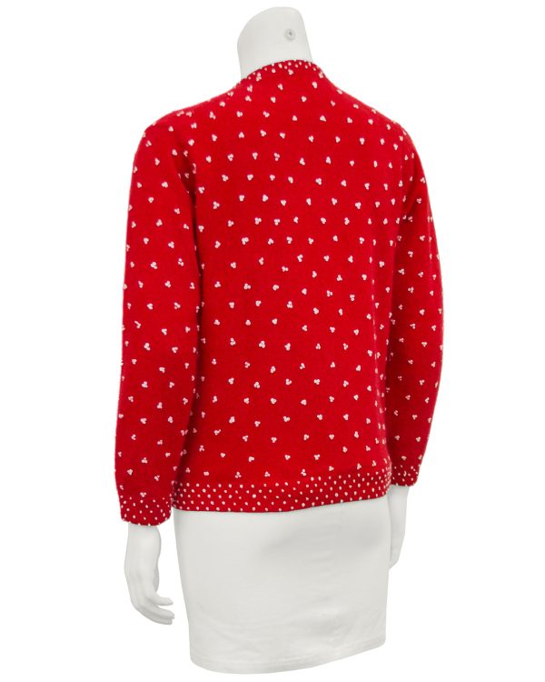 Red Knit Cardigan with French Knot Details Online