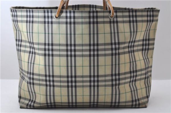 Authentic BURBERRY Vintage Check Nylon Tote Hand Bag Ivory 9855C Discount