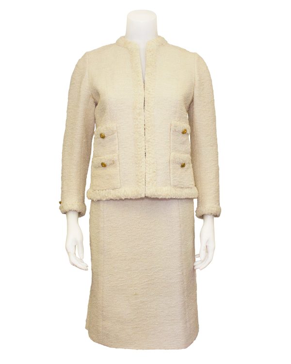 Cream Skirt Suit with Lace Trim For Cheap