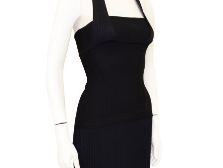 Black Body-Con Mini Halter Dress For Cheap