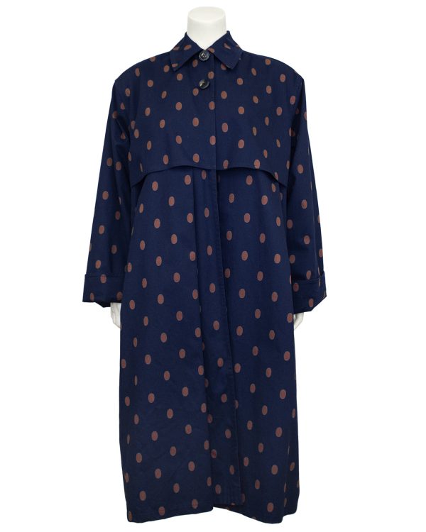 Navy and Brown Polka Dot Spring Weight Coat Supply