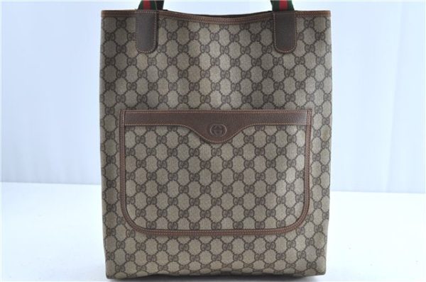 Authentic GUCCI Web Sherry Line Shoulder Tote Bag GG PVC 002586487 Brown H9734 Online now