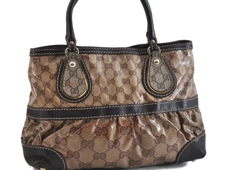 Authentic GUCCI GG Crystal Shoulder Tote Bag PVC Leather 223964 Brown 3082C Cheap