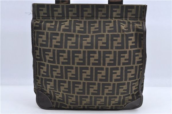 Authentic FENDI Zucca Hand Tote Bag Canvas Brown H9016 Fashion