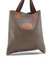 Auth GUCCI Web Sherry Line Micro GG Shoulder Tote Bag PVC Leather Brown 0461D Hot on Sale