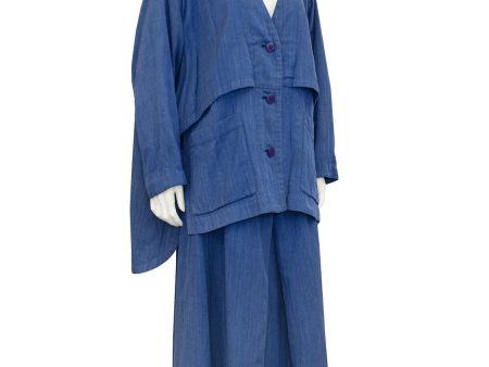 Blue Cotton Oversize Ensemble For Discount