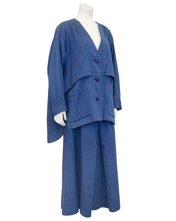 Blue Cotton Oversize Ensemble For Discount