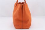 Authentic FENDI Selleria Shoulder Tote Bag Leather Orange 1061D on Sale