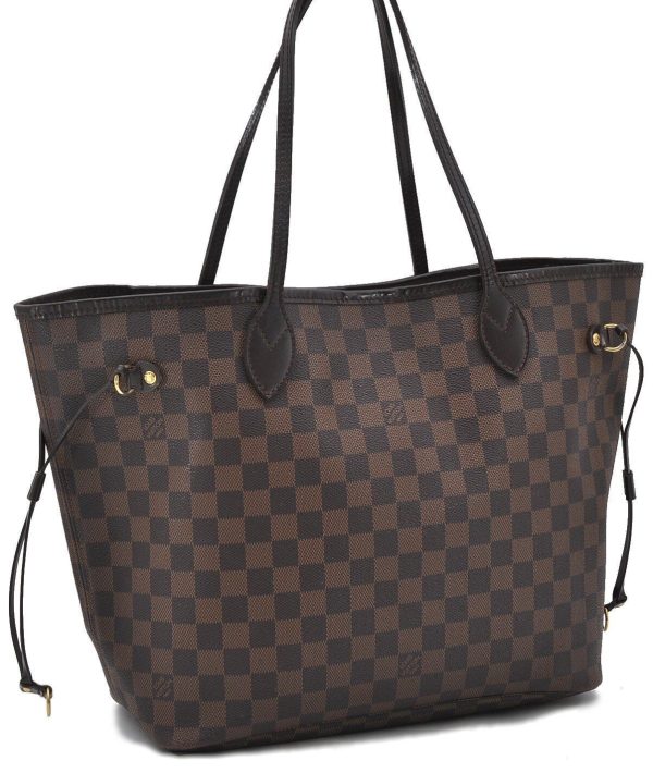 Authentic LOUIS VUITTON Damier Neverfull MM Tote Bag N51105 LV 1135B For Sale