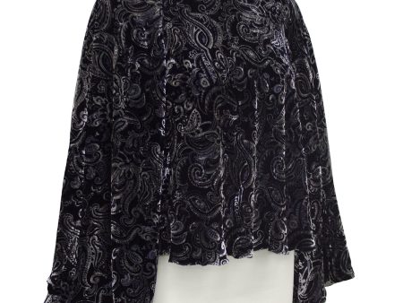 Black and Grey Velvet Paisley Blouse Cheap