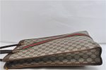 Authentic GUCCI Web Sherry Line Shoulder Tote Bag GG PVC Leather Brown 1558D on Sale