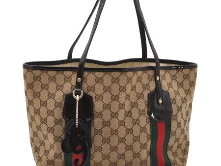 Auth GUCCI Jolie Web Sherry Line Shoulder Tote Bag GG Canvas 211971 Brown 1453D For Cheap