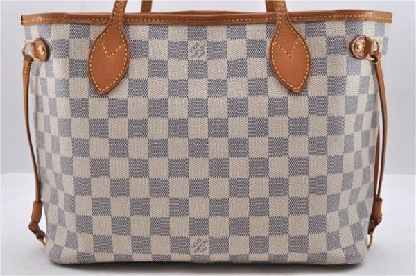 Authentic Louis Vuitton Damier Azur Neverfull PM Tote Bag N51110 LV 0936D For Discount