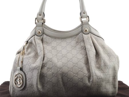 Authentic GUCCI Guccissima Sukey Shoulder Tote Bag GG Leather 211944 White 0480D Discount