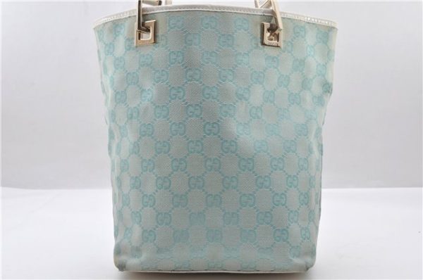 Authentic GUCCI Shoulder Tote Bag GG Canvas Leather 0021099 Light Blue 0051D For Sale