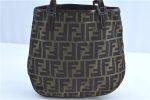 Authentic FENDI Zucca Shoulder Tote Bag Nylon Leather Brown H9646 Online