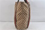 GUCCI Web Sherry Line Shoulder Tote Bag GG Canvas Leather 189669 Brown 1517D Sale