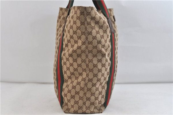 GUCCI Web Sherry Line Shoulder Tote Bag GG Canvas Leather 189669 Brown 1517D Sale