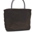 Authentic PRADA Satin Plastic Tote Hand Bag Brown H4853 Sale