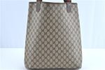 Authentic GUCCI Web Sherry Line Shoulder Tote Bag GG PVC Leather Brown H9240 For Discount