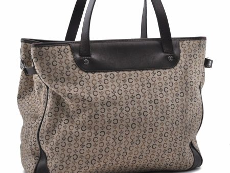 Authentic CELINE C Macadam Pattern Shoulder Tote Bag Canvas Leather Brown 8852A Online