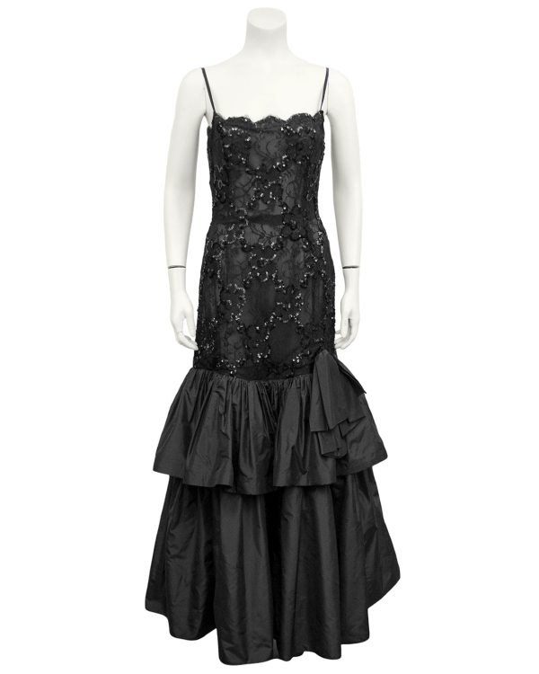 Black Lace and Sequin Gown For Cheap