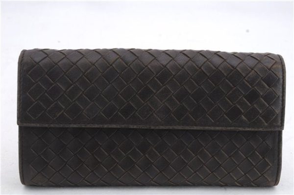 Authentic BOTTEGA VENETA Intrecciato Leather Long Wallet Purse Brown 9482C Discount