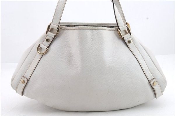 Authentic GUCCI Abbey Shoulder Tote Bag Purse Leather 130736 White 0589D Cheap