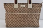 Authentic GUCCI Sherry Line Shouolder Tote Bag Canvas Leather 155524 Brown 9967C For Cheap