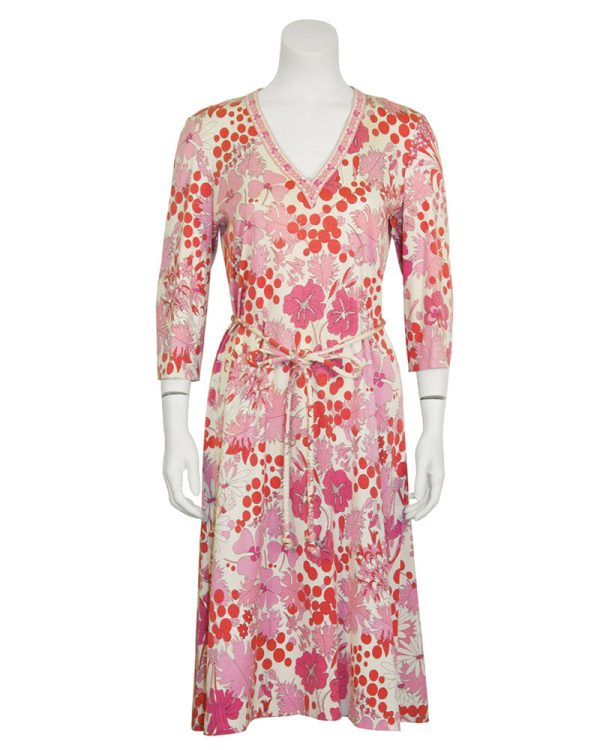 Pink Printed Cotton Floral Day Dress Discount