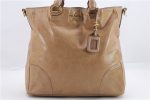 Authentic PRADA 2Way Shoulder Tote Hand Bag Leather Beige 1456D on Sale