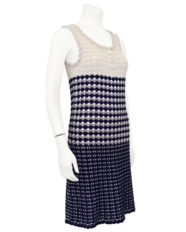 Beige and Navy Knit Dress Sale