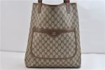 Authentic GUCCI Web Sherry Line Shoulder Tote Bag GG PVC Leather Brown 1689D Cheap