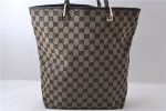 Authentic GUCCI Shoulder Tote Bag GG Canvas Leather 0021098 Beige Black 1470D Discount