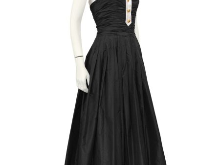 Black Strapless Taffeta Tea Length Dress from Autumn 1986 Runway Online Hot Sale