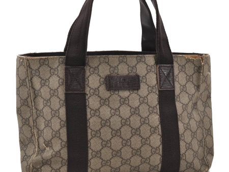 Authentic GUCCI Vintage Tote Hand Bag GG PVC Leather 141976 Brown 1988D Fashion