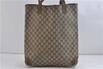 Authentic GUCCI Web Sherry Line Shoulder Tote Bag PVC Leather Brown 9708C Fashion