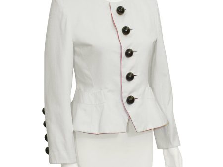 White Jacket with Black Dome Buttons Online now