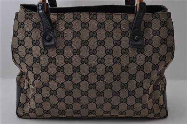 Authentic GUCCI Bamboo Tote Hand Bag GG Canvas Leather 112526 Black 1905D For Cheap