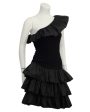 Black Ruffle One Shoulder Cocktail Cheap