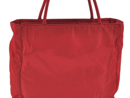 Authentic PRADA Nylon Leather Tote Shoulder Bag Purse Red E3509 For Discount