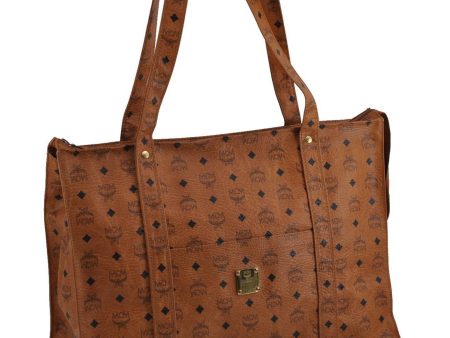 Authentic MCM Visetos Leather Vintage Shoulder Tote Bag Brown  2092D For Cheap