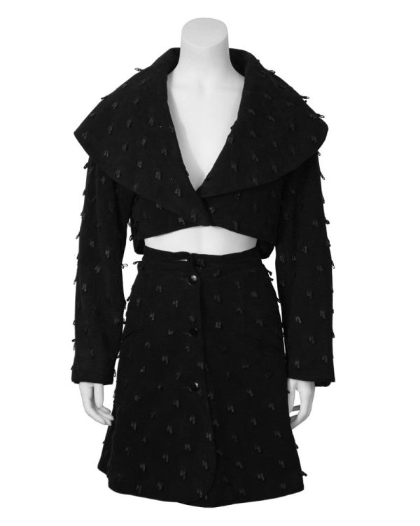 Black Suede Jacket and Skirt Set Discount