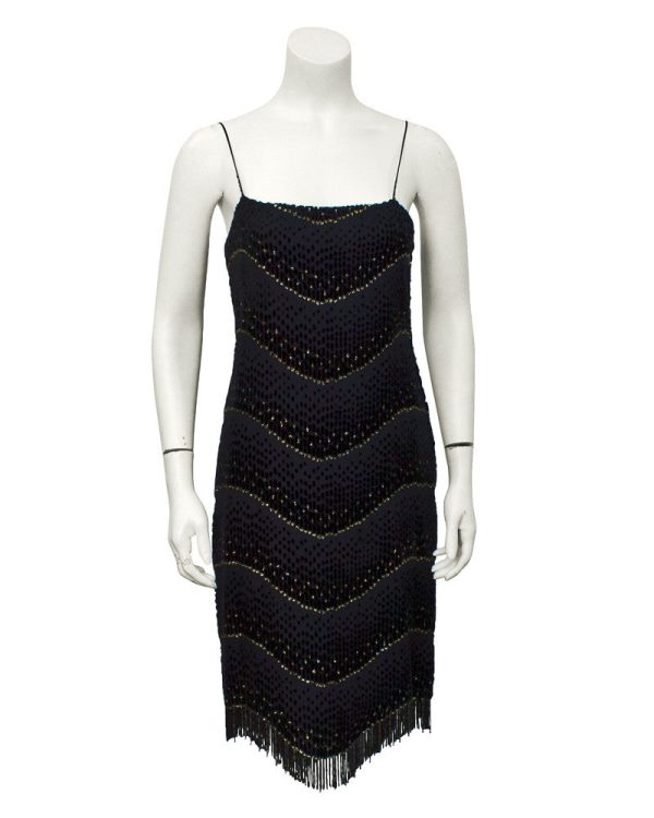 Black and Gold Shimmy Cocktail Dress Hot on Sale