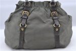 Authentic PRADA Nylon Leather 2Way Shoulder Hand Bag Khaki Green H9493 Online Sale