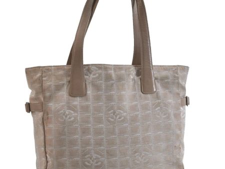 Authentic CHANEL New Travel Line Shoulder Tote Bag Nylon Leather Beige 9399B Cheap